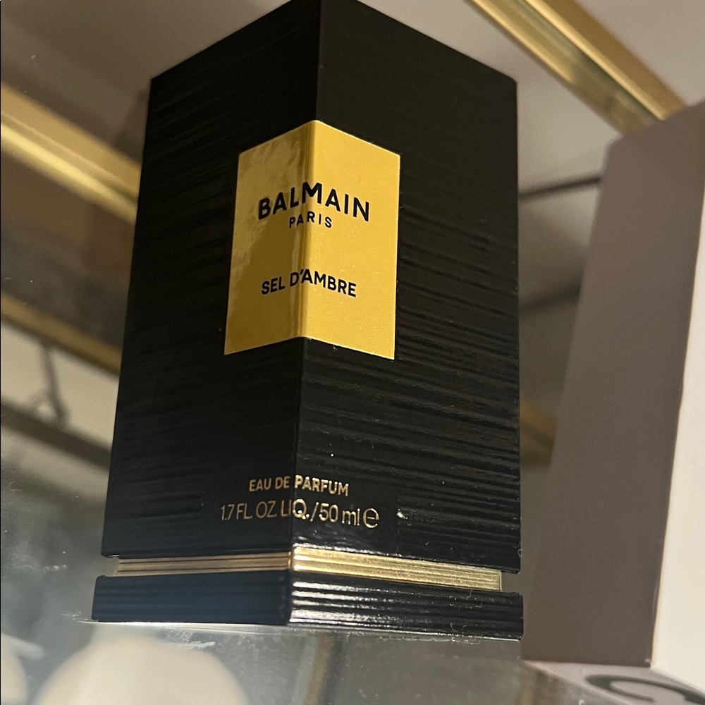 NIB Balmain Sel D'Ambre Perfume - Elegant Gold and Black